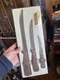 Vintage Chicago Cutlery 3pc Knife Set Walnut Wood 100S 61S 66S sealed new