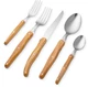 Jean Dubost Laguiole 5-Piece Flatware Olive Wood Stainless Steel Set