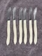 6 Cutco 1759 JD Table Knife Pearl White Handle Serrated Steak Knife Made In USA