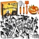 WANNTS Pumpkin Carving Kit Halloween, Safe and 25 PCS (With Hammer), Orange