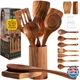BRIGHTX Premium Kitchen Wooden Cooking Spoons Set (9-Pcs) - Acacia Wood Utensils