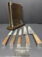 Open Box SCHMIDT BROS. 6 piece set w/ knife Block Brass & Walnut No.30 Kitchen