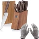 Deco Chef 16 Piece Kitchen Knives, Shears, Cutting Board w/ Cut Resistant Gloves