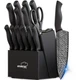 Knife Set, Amorston 15 Pieces Kitchen Knife Set with Built in Knife Sharpener...
