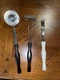 CUTCO 17 Kj Ladle& 1060Whisk w/Classic Handle&1726jd Meat Fork/pearlWhite Handle