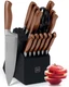 STYLED SETTINGS Copper Knife Set with Block and Sharpener &ndash; 14-PC Copper Kitc...