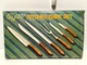 Vintage 6 Piece Deluxe Kitchen Knife Set Stainless Steel Faux Wood Handles w Box
