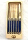 Set of 6 authentic French Jean Dubost Laguiole steak knives blue color, new