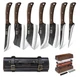 HOSHANHO 8PCS Hand Forged Butcher Set with Storage & 2PCS Sharpening Stone Kit